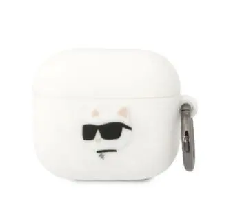 Etui na słuchawki Karl Lagerfeld Silicone Choupette Head 3D do AirPods 3 Biały