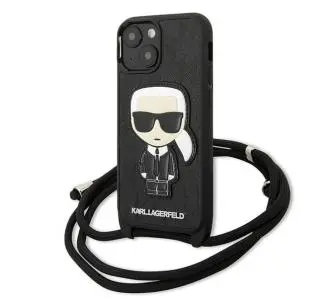 Etui Karl Lagerfeld Leather Monogram Patch and Cord Iconik KLHCP13SCMNIPK do iPhone 13 mini