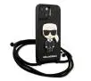 Etui Karl Lagerfeld Leather Monogram Patch and Cord Iconik KLHCP13SCMNIPK do iPhone 13 mini