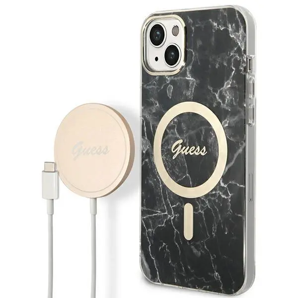 Zestaw Guess GUBPP14MHMEACSK ładowarka indukcyjna + eui Marble MagSafe do iPhone 14 Plus