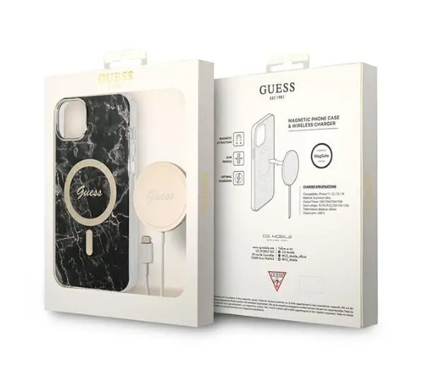 Guess GUBPP14MHMEACSK  ładowarka indukcyjna + eui Marble MagSafe do iPhone 14 Plus