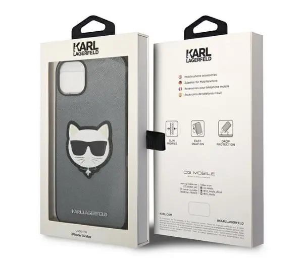 Karl Lagerfeld Saffiano Choupette Head Patch KLHCP14MSAPCHG do iPhone 14 Plus