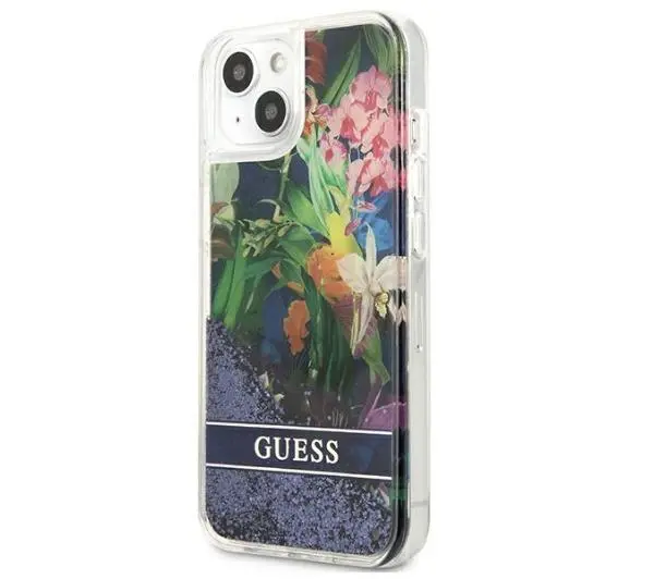 Guess Flower Liquid Glitter GUHCP13SLFLSB do iPhone 13 mini