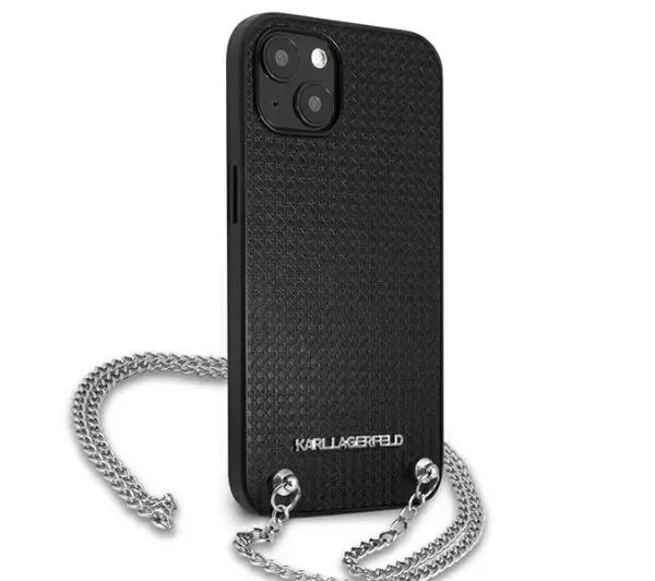 Karl Lagerfeld Leather Textured and Chain KLHCP13MPMK do iPhone 13