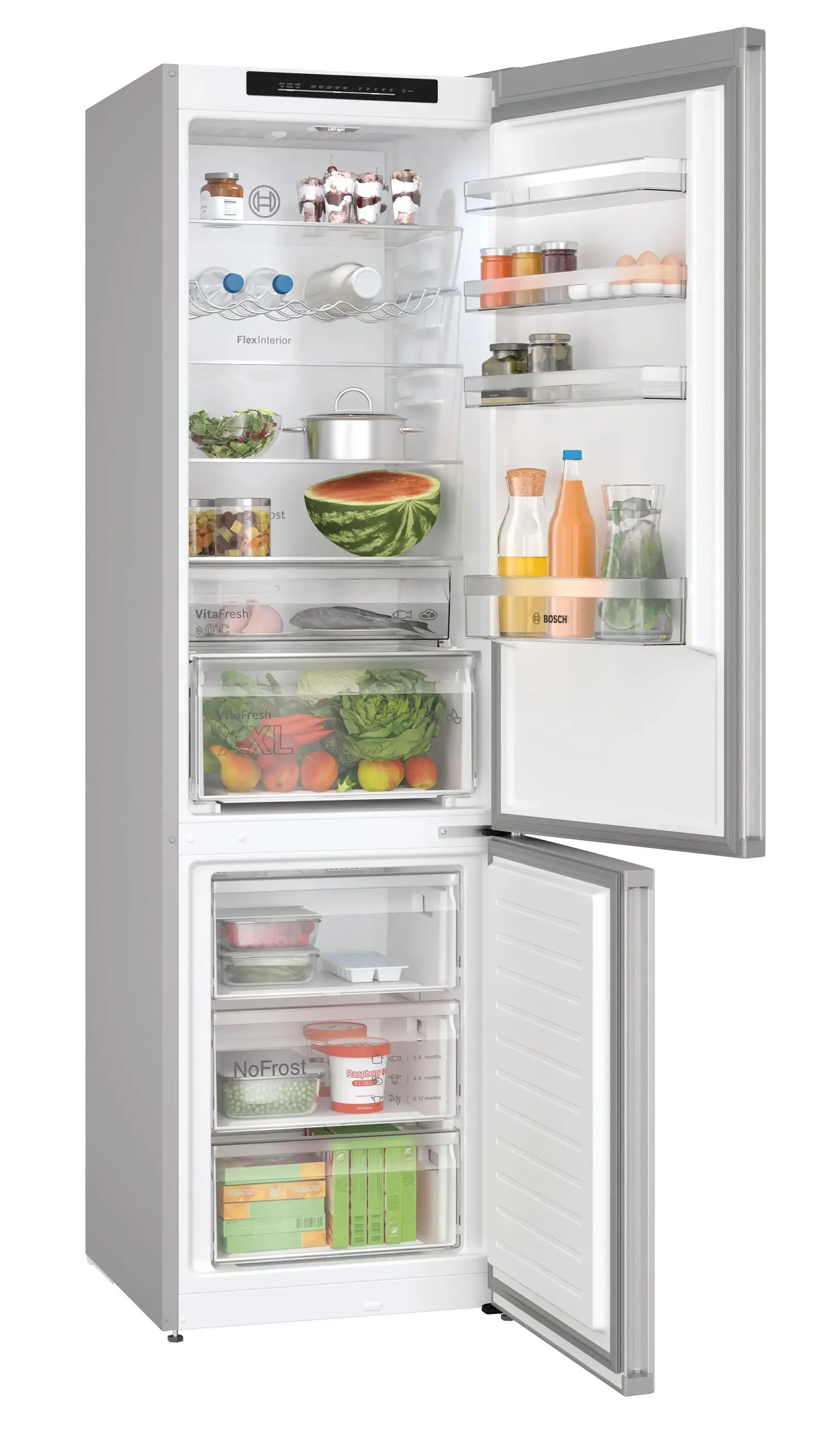 Lodówka Bosch Serie 4 KGN392LCF Pełny No Frost 203cm Szuflada z kontrolą wilgotności Stalowy