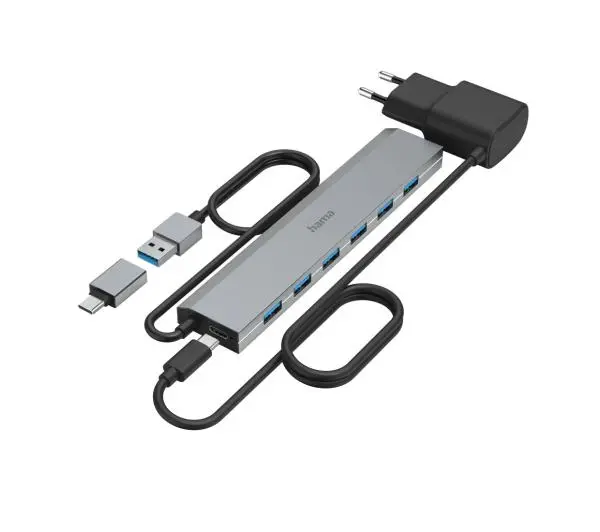 Hama 7 w 1 USB 3.2 Gen 1, USB-C Szary