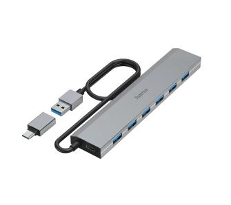 Hub USB Hama 7 w 1 USB 3.2 Gen 1, USB-C Szary