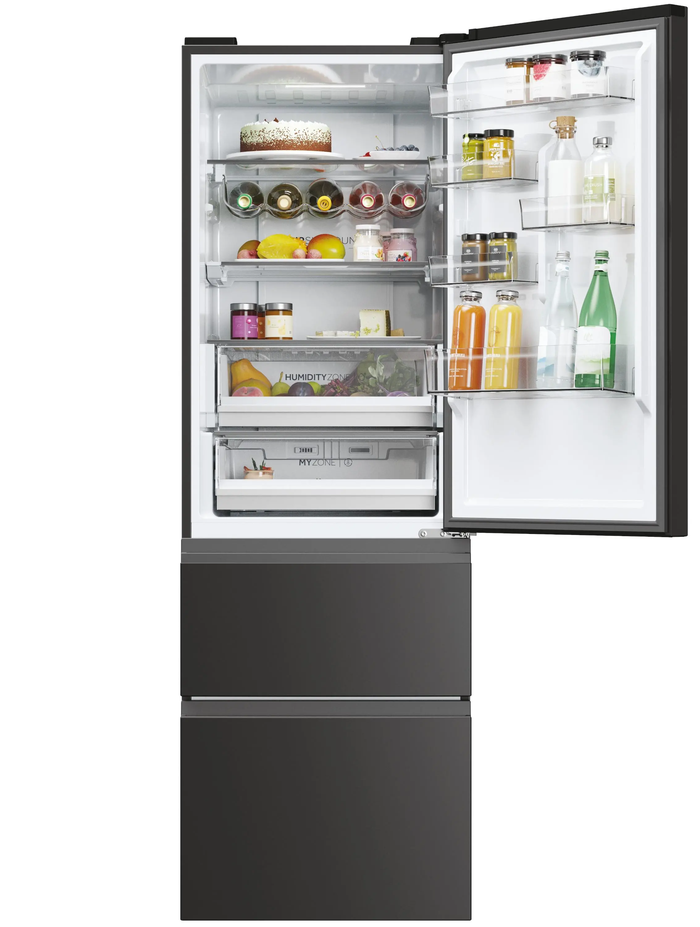 Lodówka Haier Seria 5 HTW5618DNPT Pełny No Frost 185cm Szuflada z kontrolą wilgotności Zdalne sterowanie Czarny