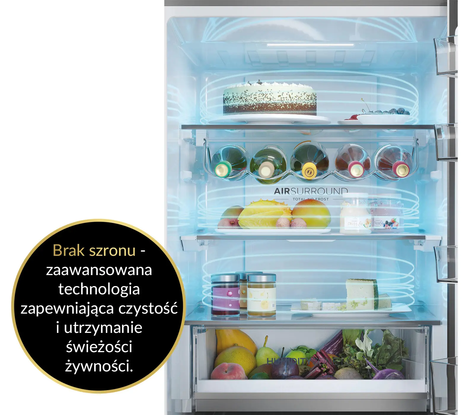 Lodówka Haier Seria 5 HTW5618DNPT Pełny No Frost 185cm Szuflada z kontrolą wilgotności Zdalne sterowanie Czarny