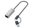 Adapter Unitek U1313C, USB-A/C na RJ45 2.5 G Ethernet Szary