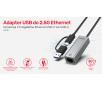 Adapter Unitek U1313C, USB-A/C na RJ45 2.5 G Ethernet Szary