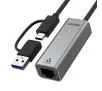 Adapter Unitek U1313C, USB-A/C na RJ45 2.5 G Ethernet Szary