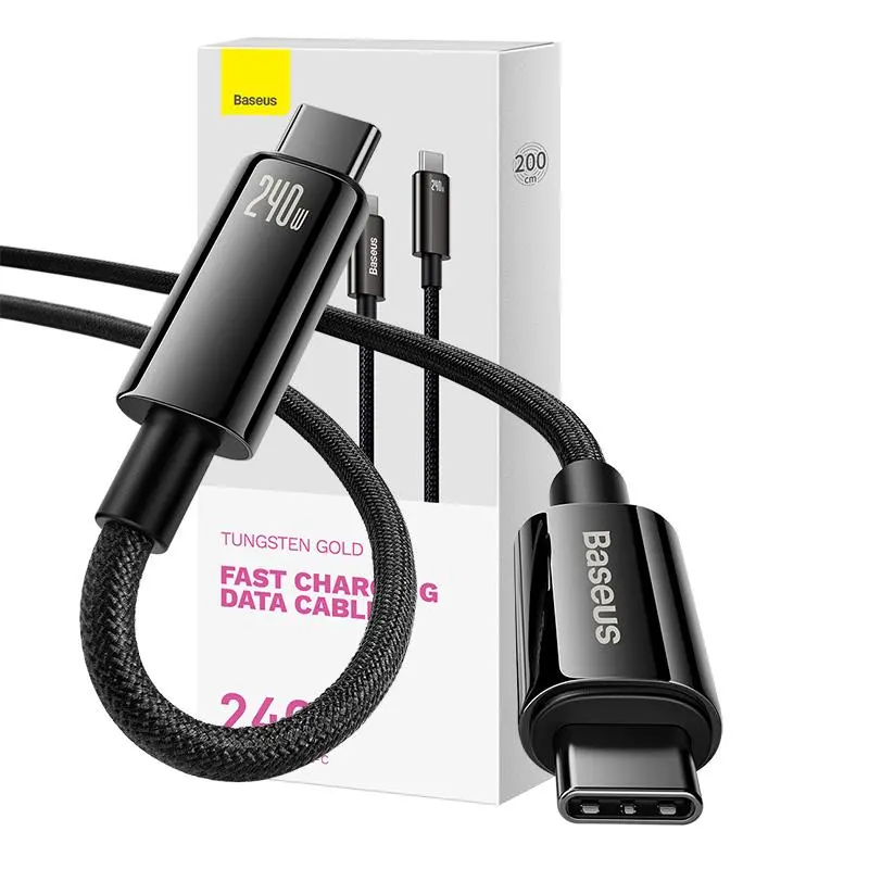 Kabel Baseus Tungsten Gold 240W USB-C do USB-C 2m Czarny