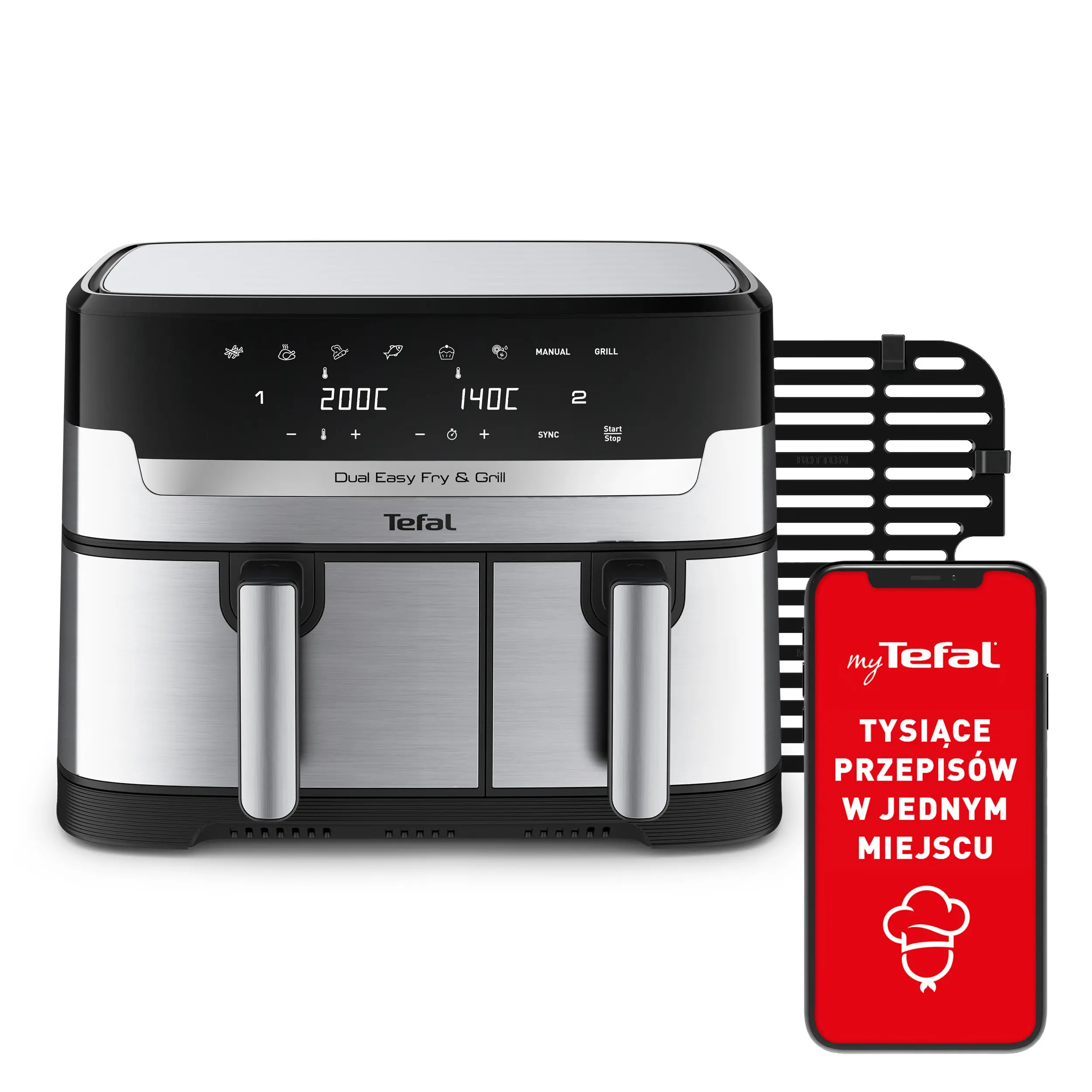 Air fryer Tefal Dual Easy Fry & Grill EY905D 2700W 8,3l Aplikacja mobilna
