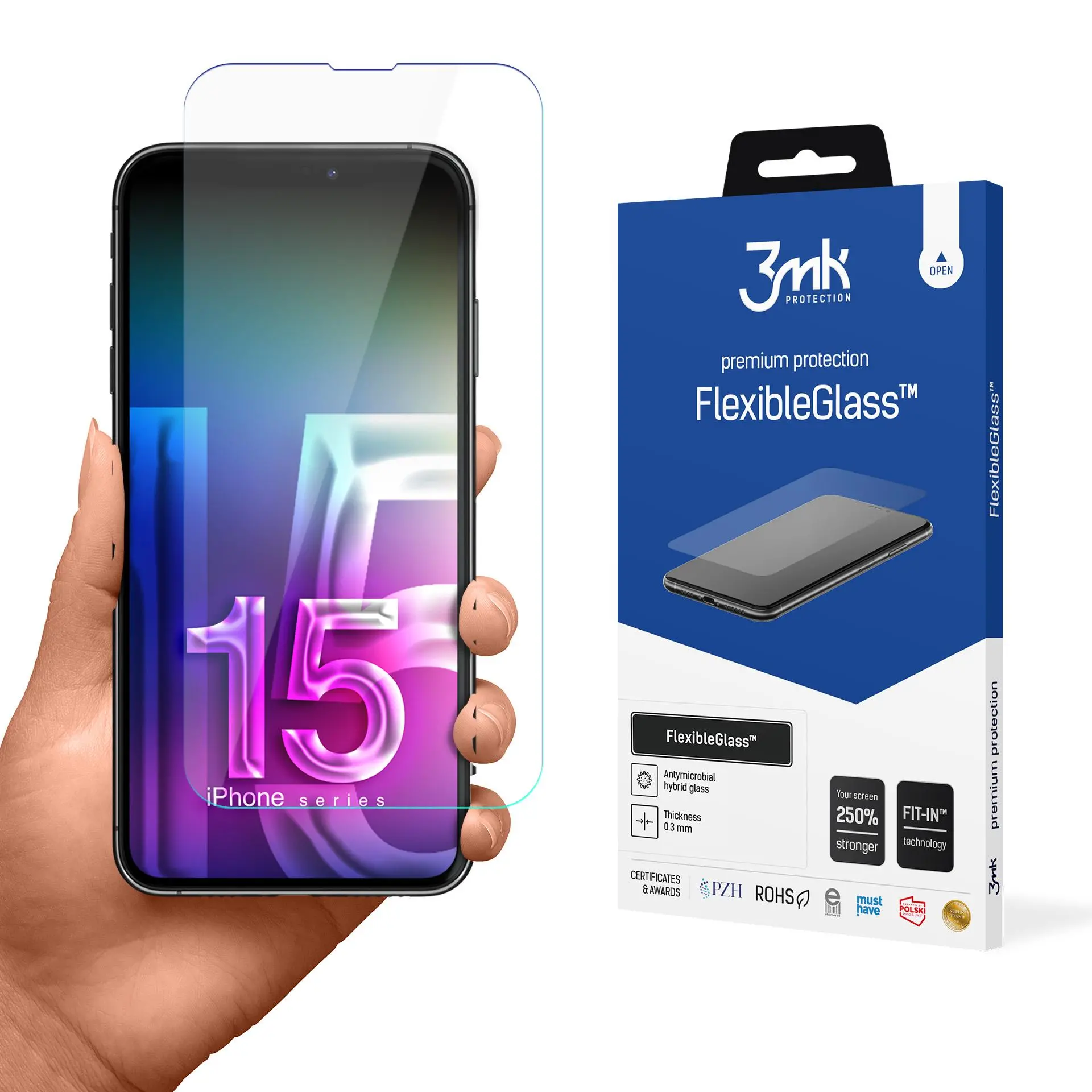 Szkło hybrydowe 3mk FlexibleGlass do iPhone 15 Pro Max
