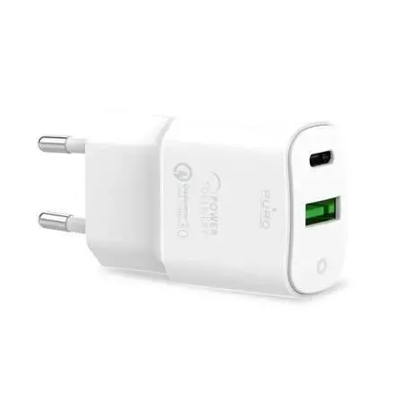 Ładowarka sieciowa Puro Mini USB-A + USB-C Power Delivery 20W Biały