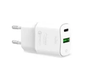 Ładowarka sieciowa Puro Mini USB-A + USB-C Power Delivery 20W Biały