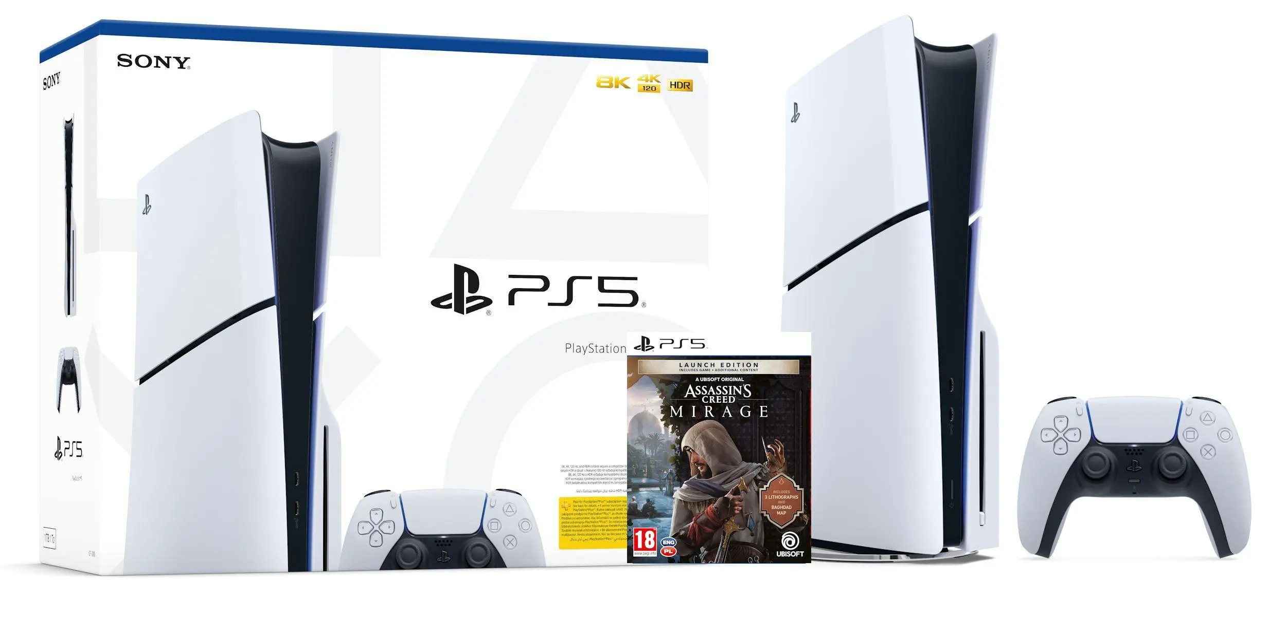 Konsola Sony PlayStation 5 Slim D Chassis (PS5) 1TB z napędem + Assassin’s Creed Mirage Edycja Launch