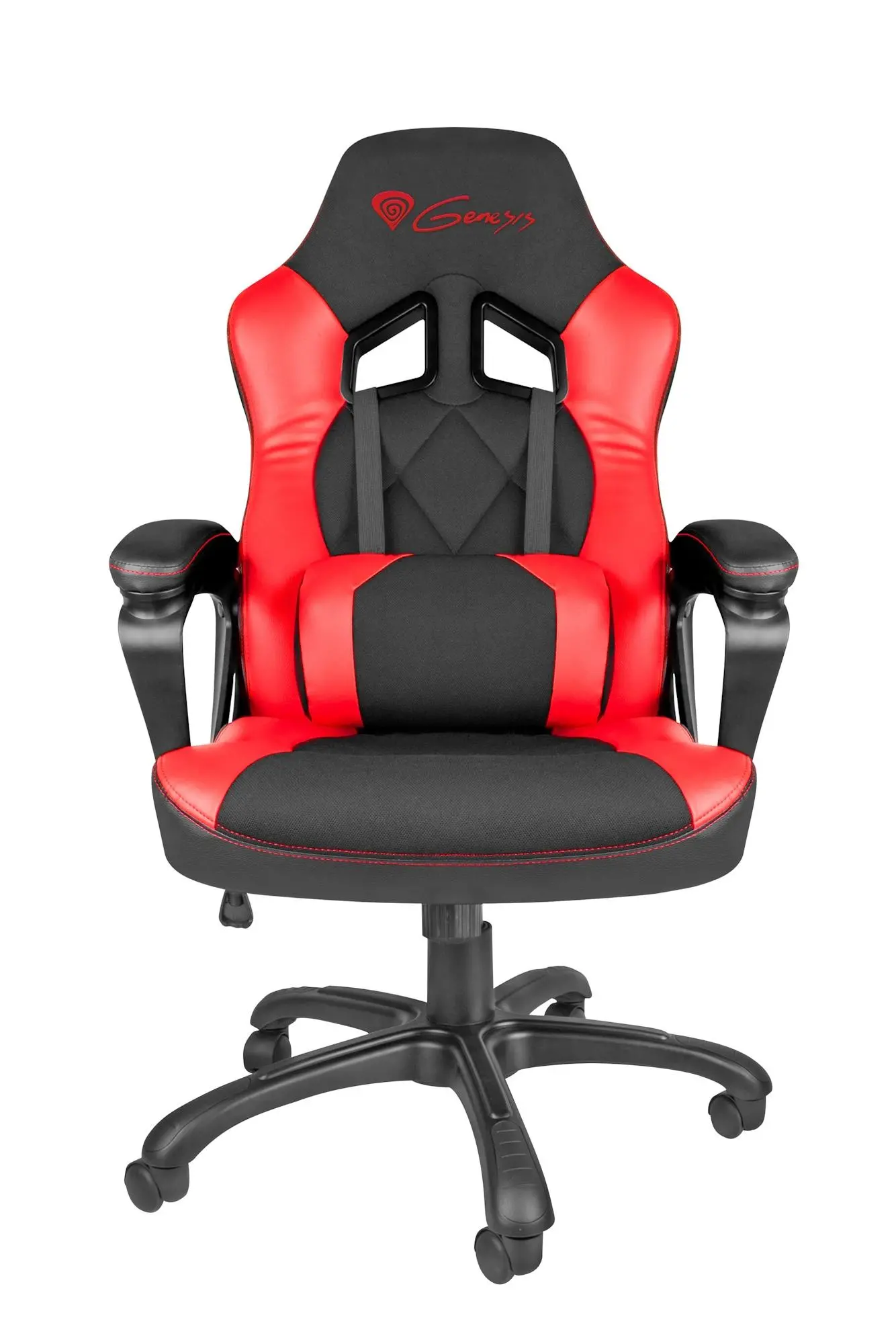 Fotel Genesis Nitro 330 Gamingowy do 120kg Skóra ECO Tkanina Czarno-czerwony