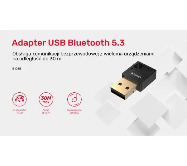 Unitek B105B Bluetooth 5.3 BLE USB-A  Czarny