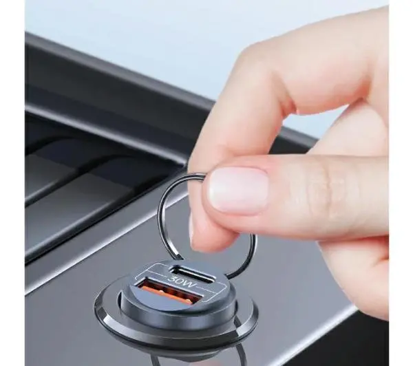 USAMS 1xUSB+1xUSB-C C38 30W PD Fast Charge Stalowy