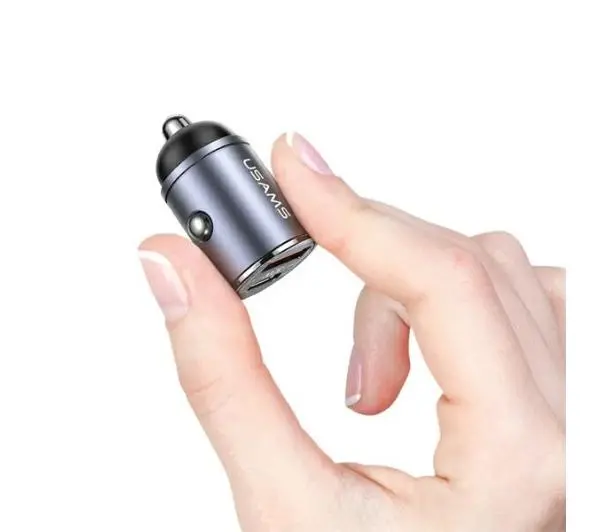 USAMS 1xUSB+1xUSB-C C38 30W PD Fast Charge Stalowy