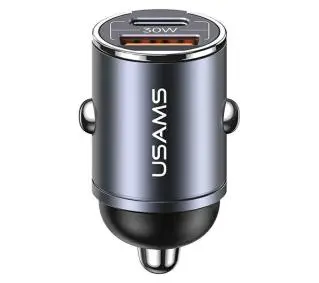 USAMS 1xUSB+1xUSB-C C38 30W PD Fast Charge Stalowy