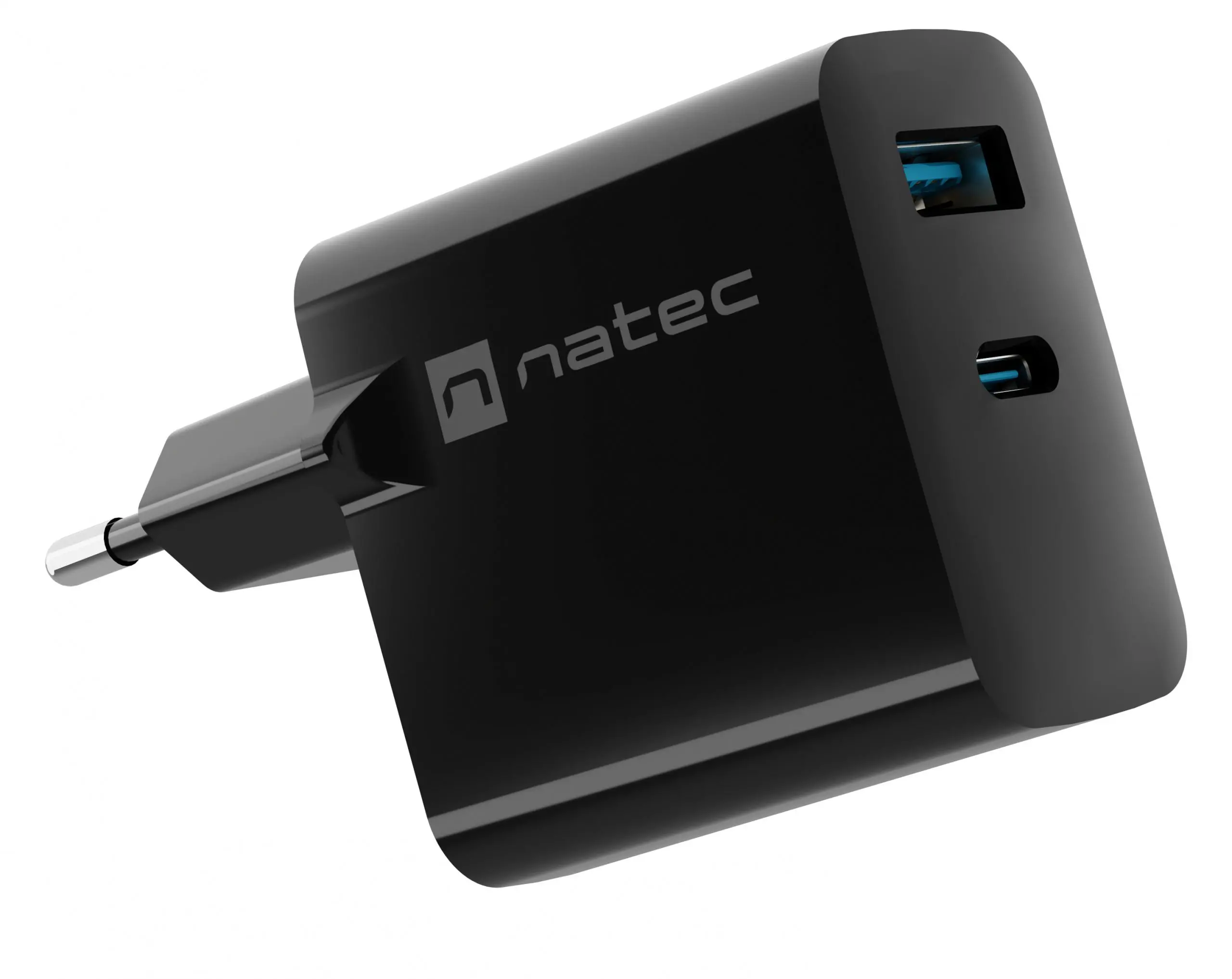 Ładowarka sieciowa Natec Ribera GaN 1xUSB-A + 1xUSB-C 45W Czarny