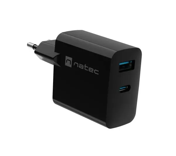 Natec Ribera GaN 1xUSB-A + 1xUSB-C 45W Czarny