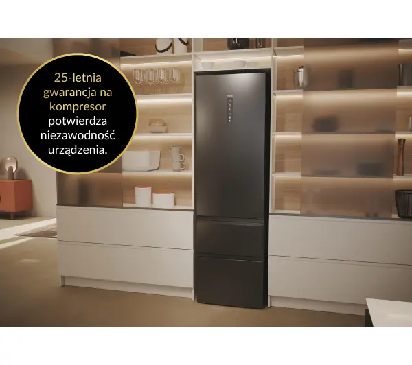 Haier Seria 5 HTW5620ENMP Funkcje AI Pełny No Frost 205cm Komora świeżości Zdalne sterowanie Dark Inox - Kup na Raty - RRSO 0%