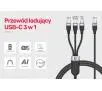 Kabel Unitek USB-C 3w1 20W 1,5m Czarny