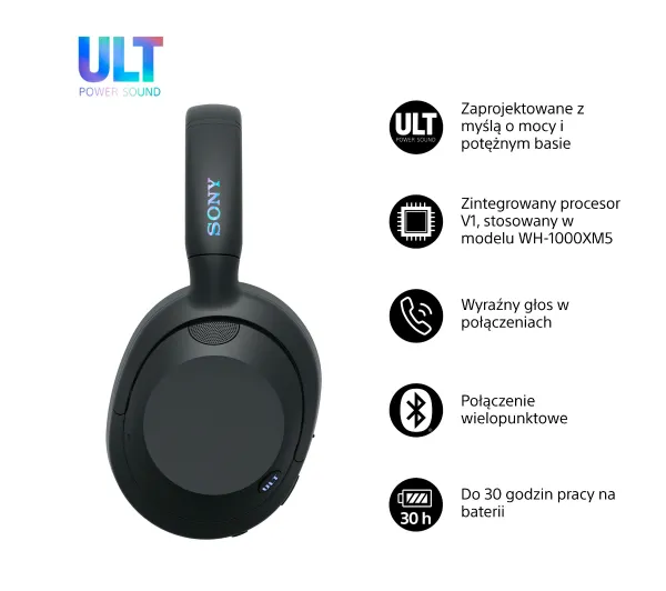 Sony ULT Wear WH-ULT900NB Nauszne Bluetooth 5.2 Czarny - ⚡ EURO HIT CENOWY! ⚡ - Kup na Raty - RRSO 0%
