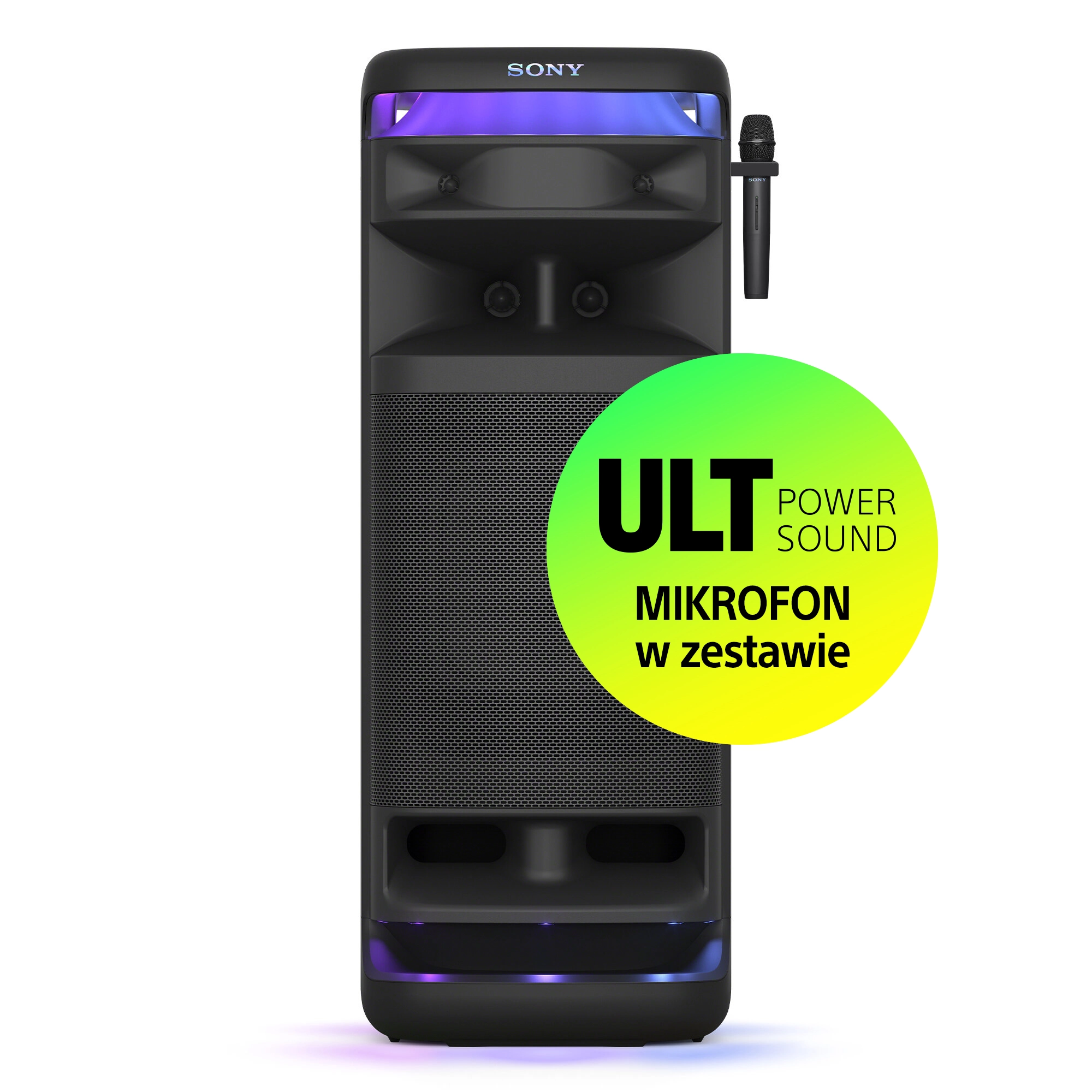 Power Audio Sony ULT Tower 10 SRS-ULT1000 Bluetooth Mikrofon Karaoke Czarny