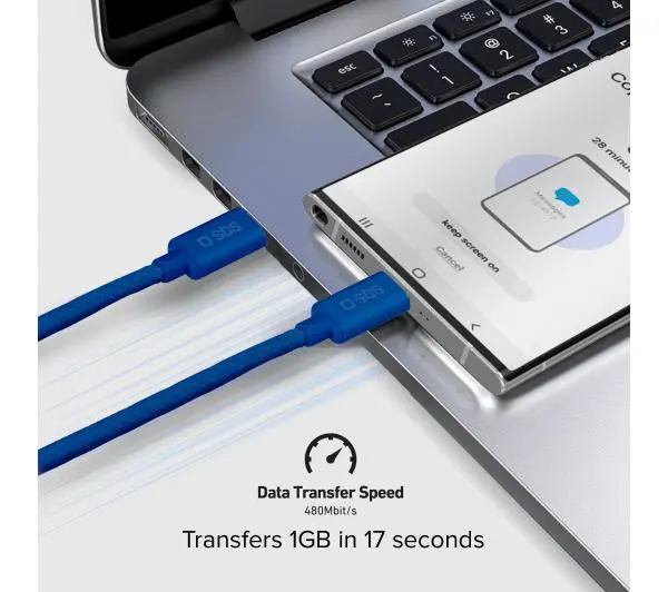 SBS USB-C do USB-C 60W 1,5m Niebieski
