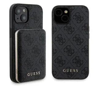 Guess zestaw iPhone 15 + Powerbank 5000mAh MagSafe 4G Metal Logo Czarny