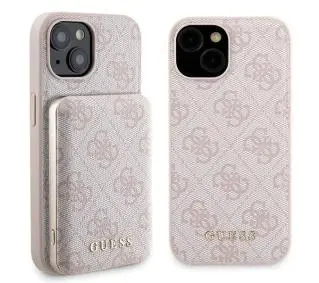 Guess Zestaw do iPhone 15 + Powerbank 5000mAh MagSafe 4G Metal Logo Różowy