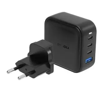 Ładowarka sieciowa Energea 1xUSB+3xUSB-C PD-PPS-QC 3.0 100W 3C1A US+EU Travelite GAN100 Czarny