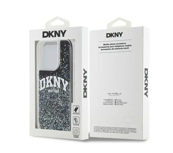 DKNY Hardcase Liquid Glitter Big Logo do iPhone 15 Pro Czarny