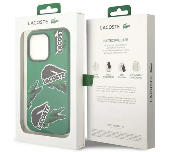 Lacoste Silicone Allover Pattern do iPhone 14 Pro Zielony