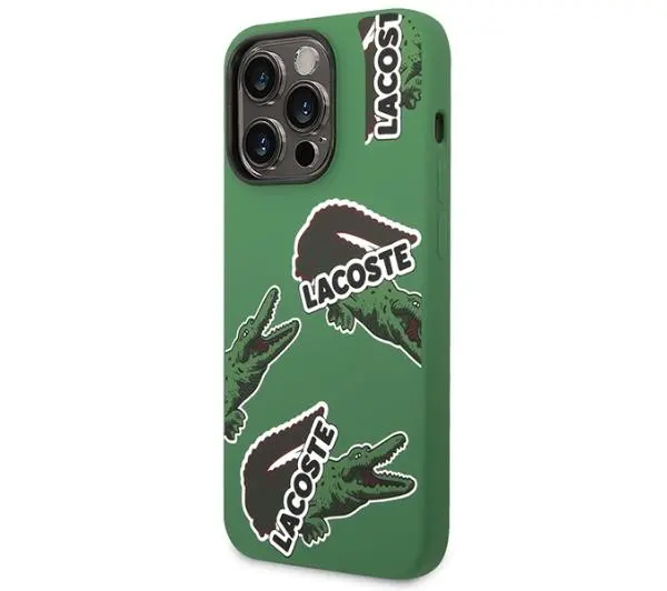 Lacoste Silicone Allover Pattern do iPhone 14 Pro Zielony