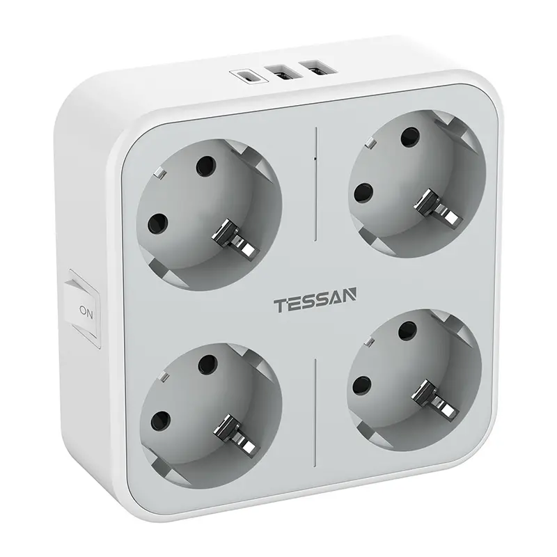 Gniazdo sieciowe Tessan TS-302-DE-C 4 gniazda 1x USB-C 2x USB-A Biały