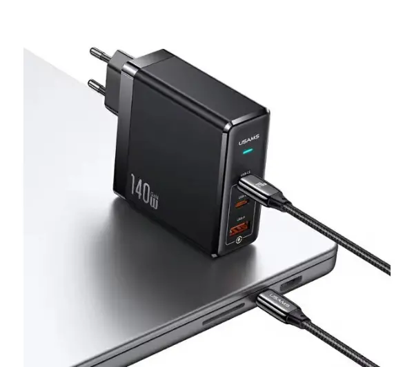 USAMS 2xUSB-C USB PD 140W Czarny