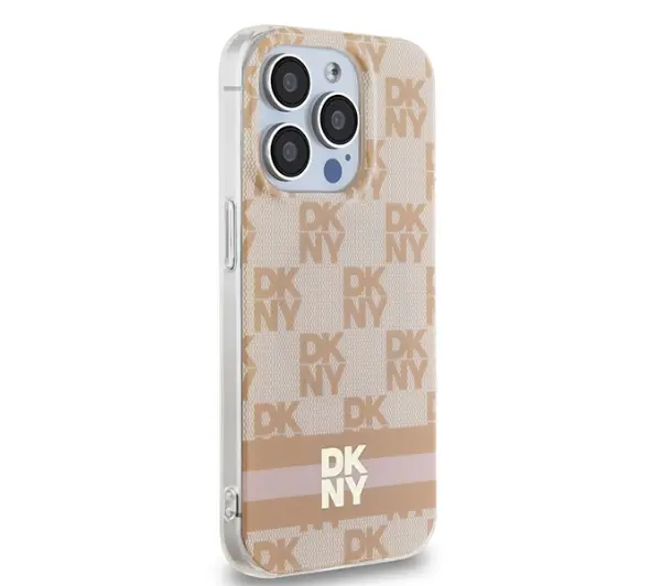 DKNY IML Checkered Mono Pattern & Printed Stripes MagSafe do iPhone 15 Pro Różowy