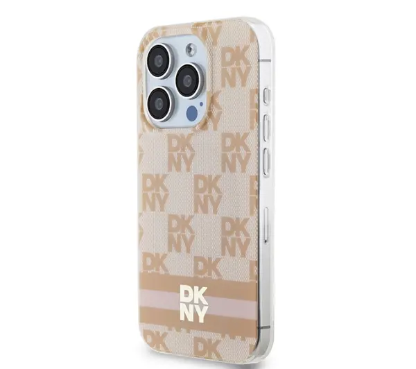 DKNY IML Checkered Mono Pattern & Printed Stripes MagSafe do iPhone 15 Pro Różowy