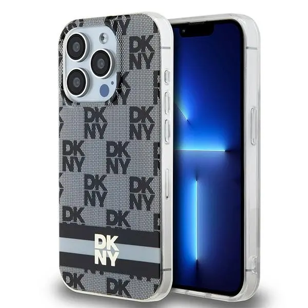 Etui DKNY IML Checkered Mono Pattern & Printed Stripes MagSafe do iPhone 14 Pro Max Czarny
