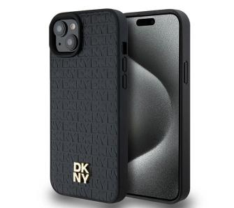 Etui DKNY Hardcase Leather Monogram Pattern Metal Logo MagSafe DKHMP15MPSHRPSK do iPhone 15 Plus Czarny