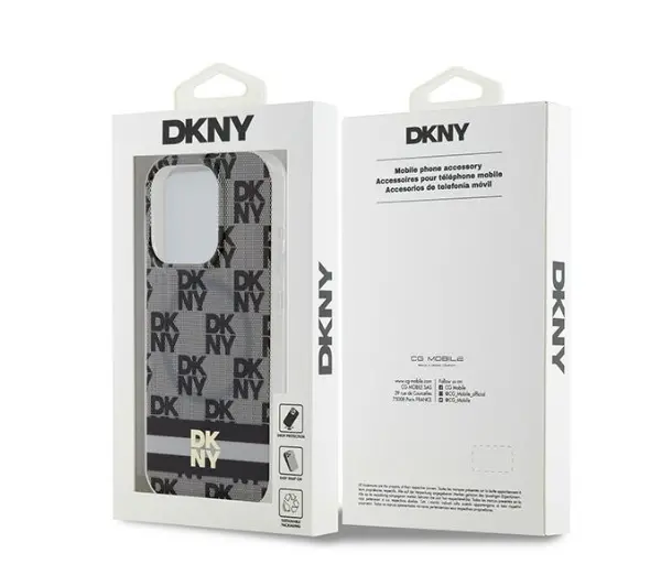 DKNY IML Checkered Mono Pattern & Printed Stripes MagSafe do iPhone 14 Pro Czarny