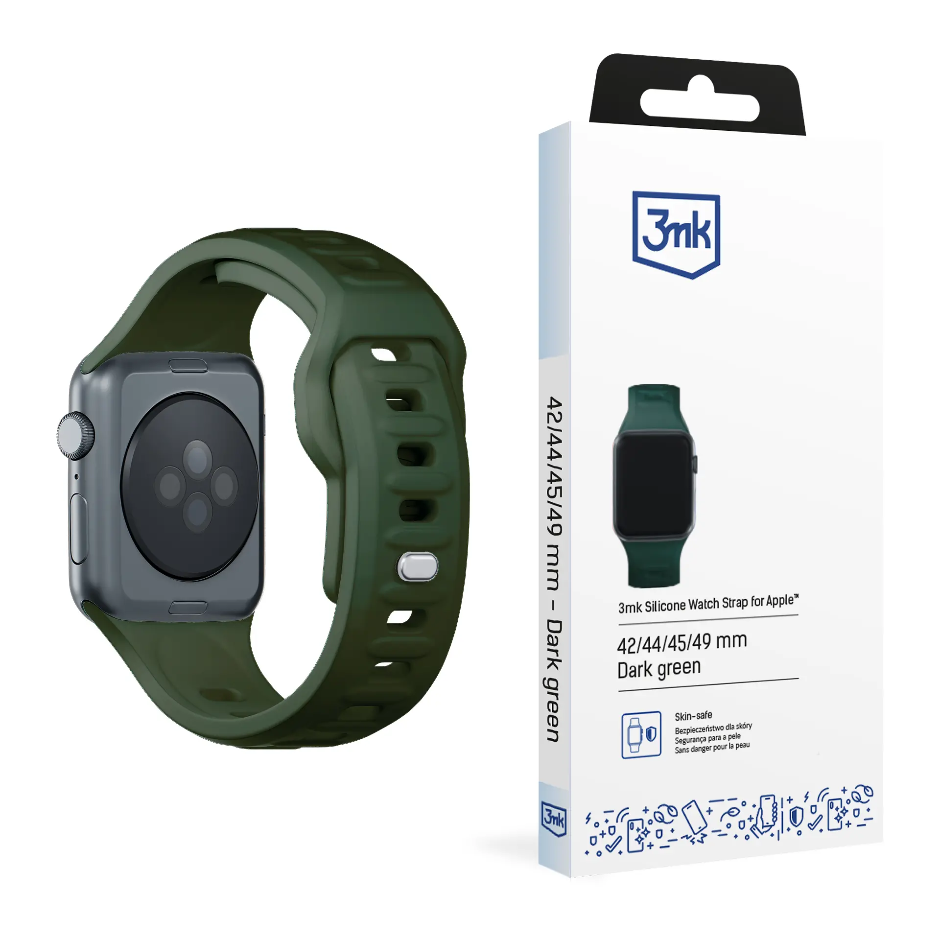 Pasek 3mk do Apple Watch 44/45/49mm Ciemnozielony