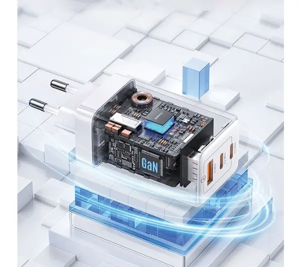 USAMS CC180TC04 2x USB-C + USB 65W Niebieski