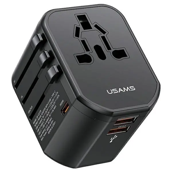Ładowarka podróżna USAMS CC179TC01 4w1  2x USB 20W US/AU/EU/UK Czarny